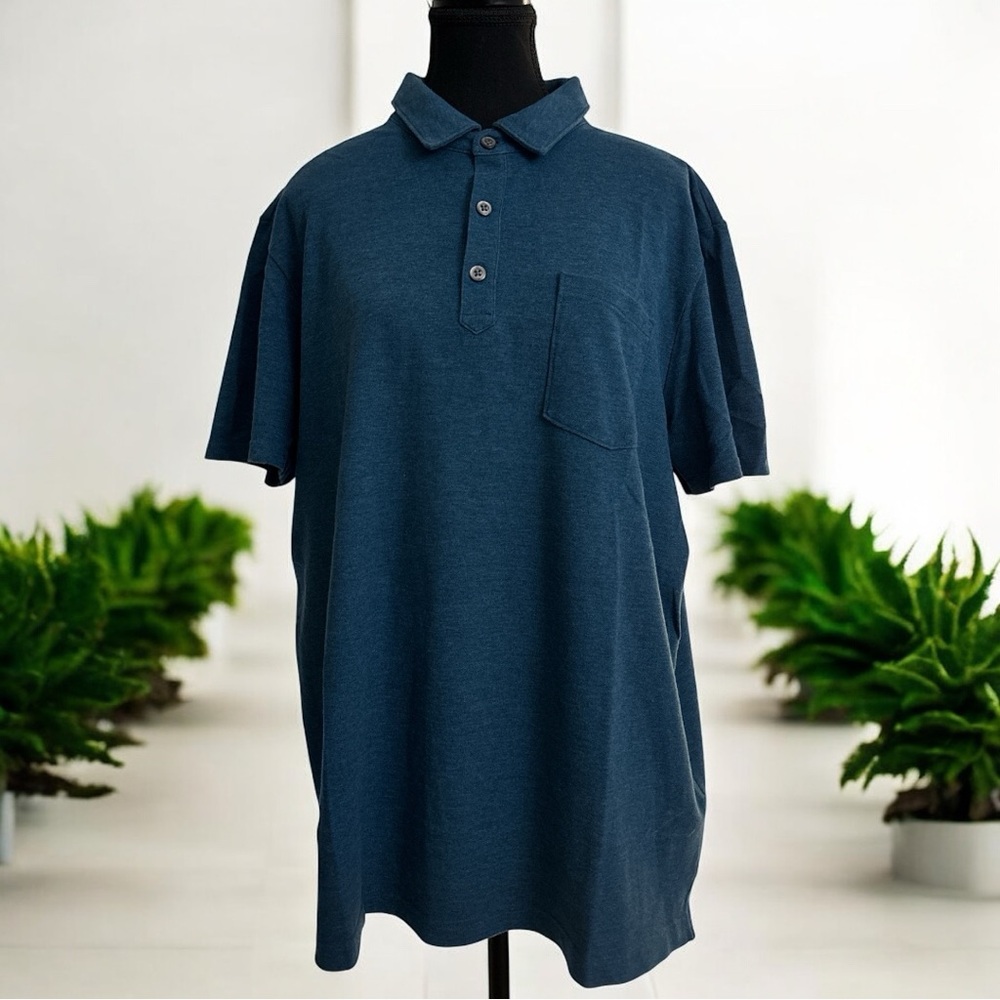 Banana Republic Performance Pique Blue Polo Shirt Classic - XL